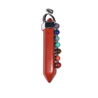 Ciondolo 7 chakra Diaspro rosso – Punta lunga