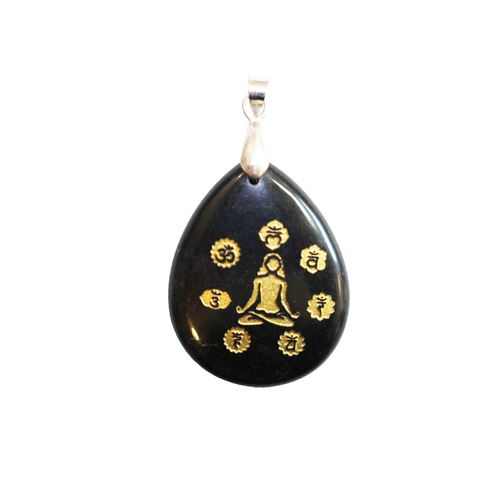 Ciondolo in ossidiana nera – Yoga 7 chakra