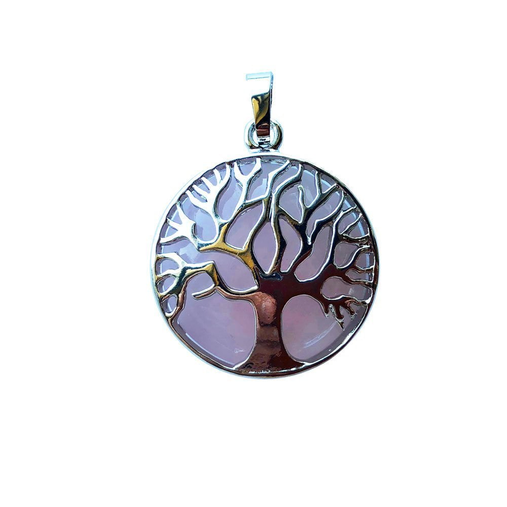 Ciondolo in quarzo rosa – Albero della vita