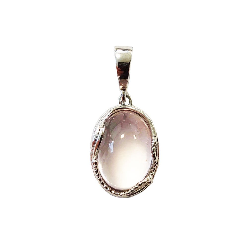 Ciondolo “Capucine” in Quarzo Rosa – Ovale – Argento 925