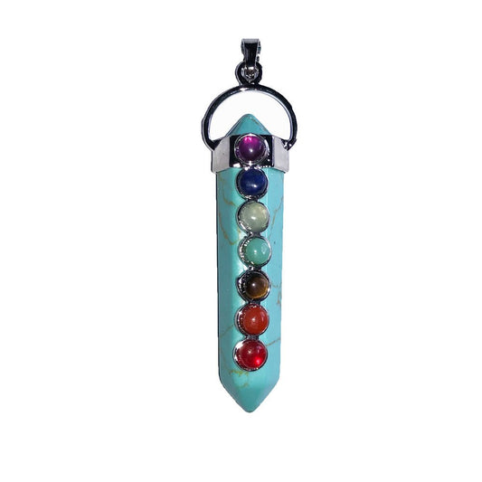 Ciondolo 7 chakra con Turchese stabilizzato – Punta lunga