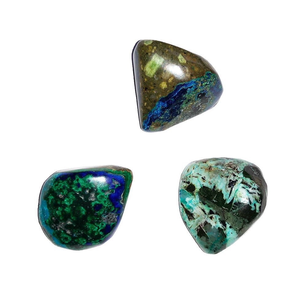 Pietra burattata di azzurrite-malachite