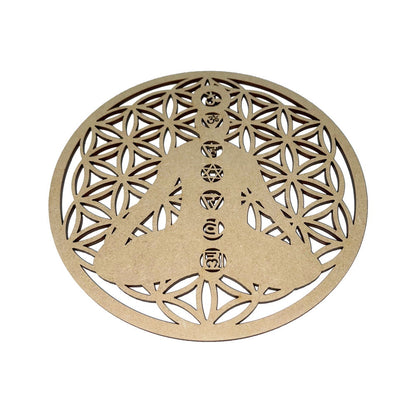 Piastra di ricarica Fiore della Vita 7 Chakra – Legno intagliato