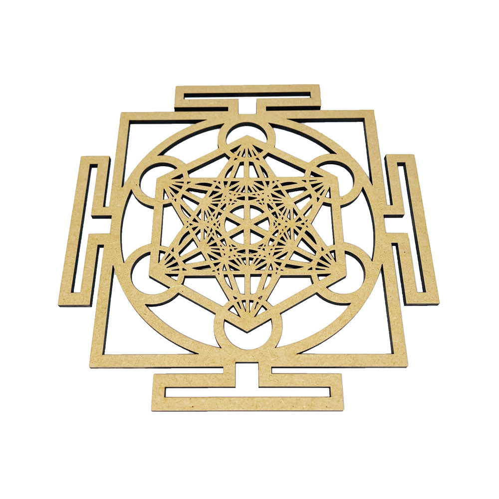 Piastra di ricarica Metatron e Yantra – Legno intagliato