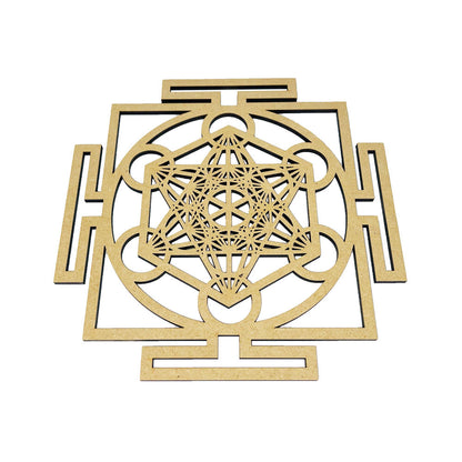 Piastra di ricarica Metatron e Yantra – Legno intagliato
