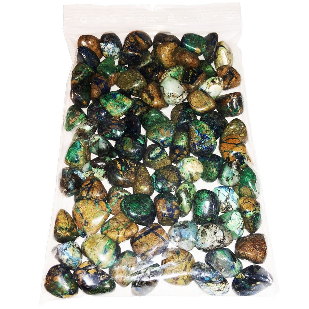 Pietra burattata di azzurrite-malachite