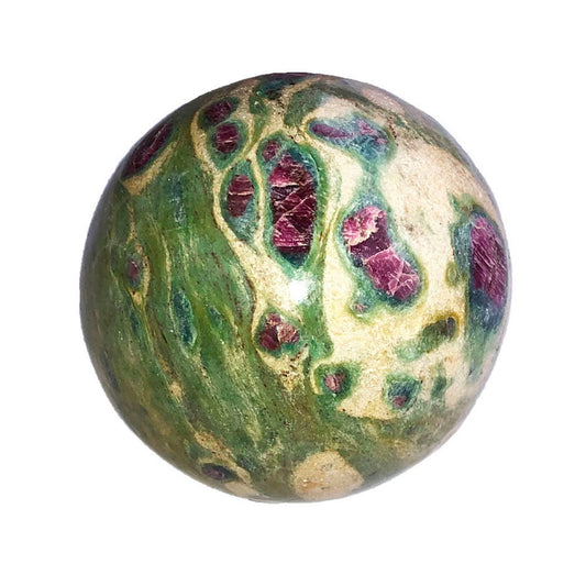 Rubino su Sfera di Fuschite – tra 50 e 55 mm