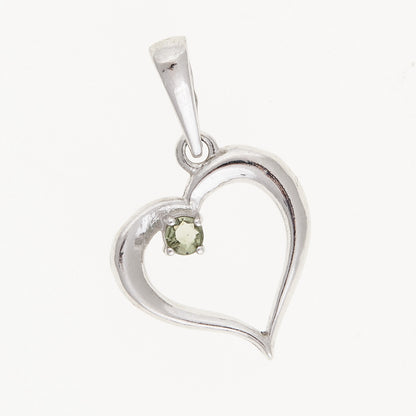 Ciondolo in argento con Moldavite – cuore 1379